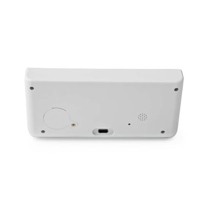 Reloj despertador con pantalla LCD y cargador inalámbrico 15W/5V + 1xCR2032 blanco