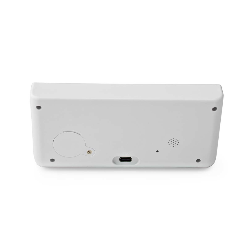 Reloj despertador con pantalla LCD y cargador inalámbrico 15W/5V + 1xCR2032 blanco