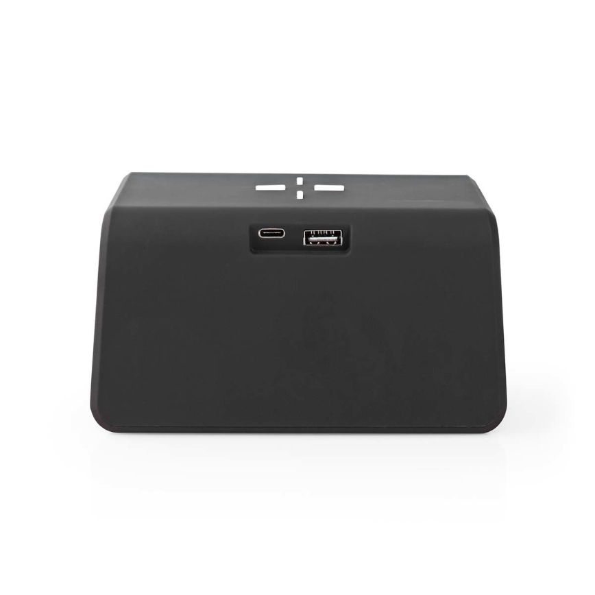 Reloj despertador con pantalla LCD y inalámbrico con cargador 15W/230V 1x CR2032 negro