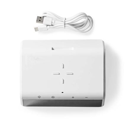 Reloj despertador con pantalla LCD y cargador inalámbrico 15W/5V 1xCR2032 blanco