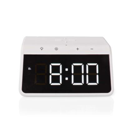 Reloj despertador con pantalla LCD y inalámbrico con cargador 15W/230V 1x CR2032 blanco