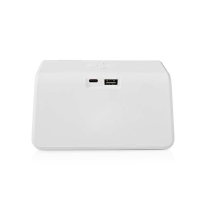 Reloj despertador con pantalla LCD y inalámbrico con cargador 15W/230V 1x CR2032 blanco