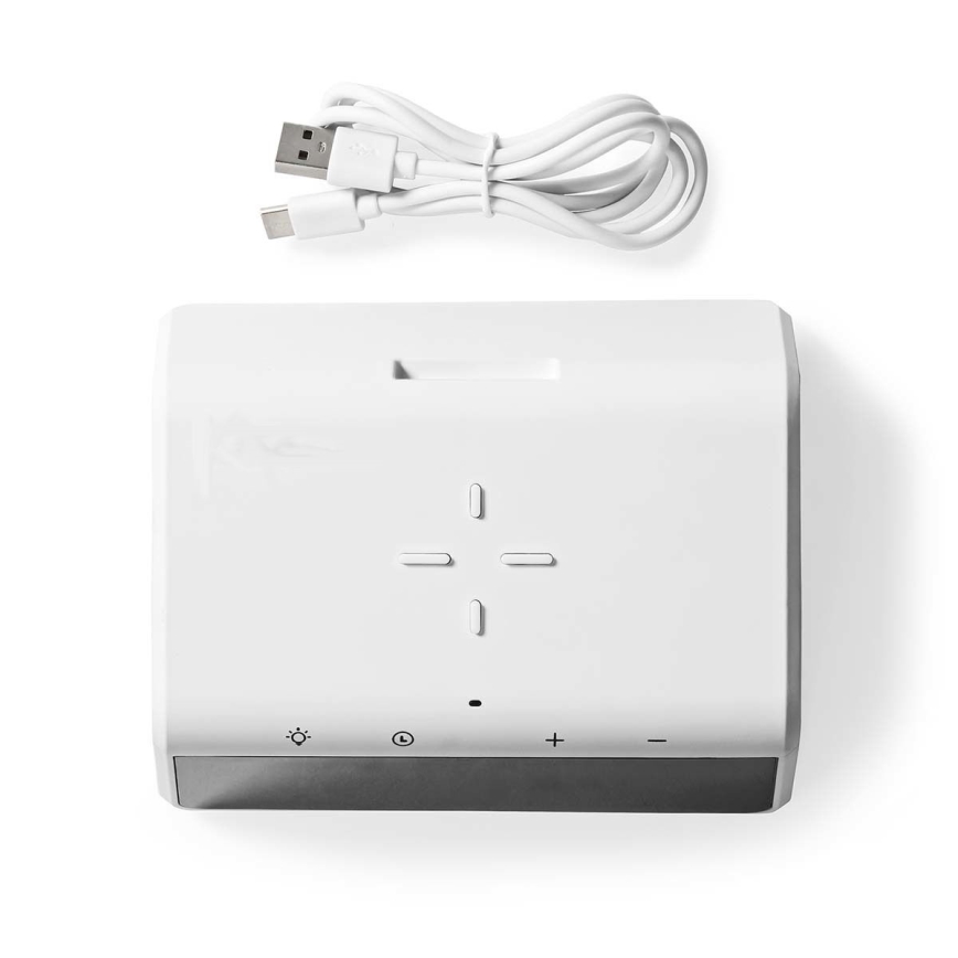 Reloj despertador con pantalla LCD y inalámbrico con cargador 15W/230V 1x CR2032 blanco