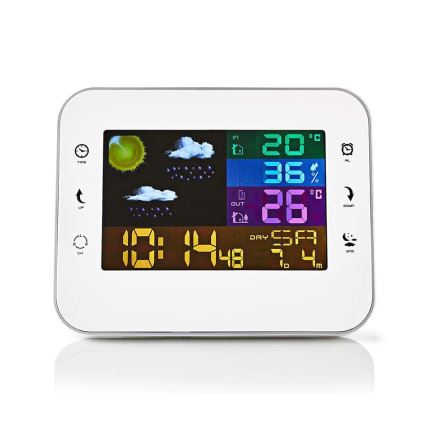 Estacion meteorologica con pantalla LCD a color 230V/3xAAA + 2xAA blanco
