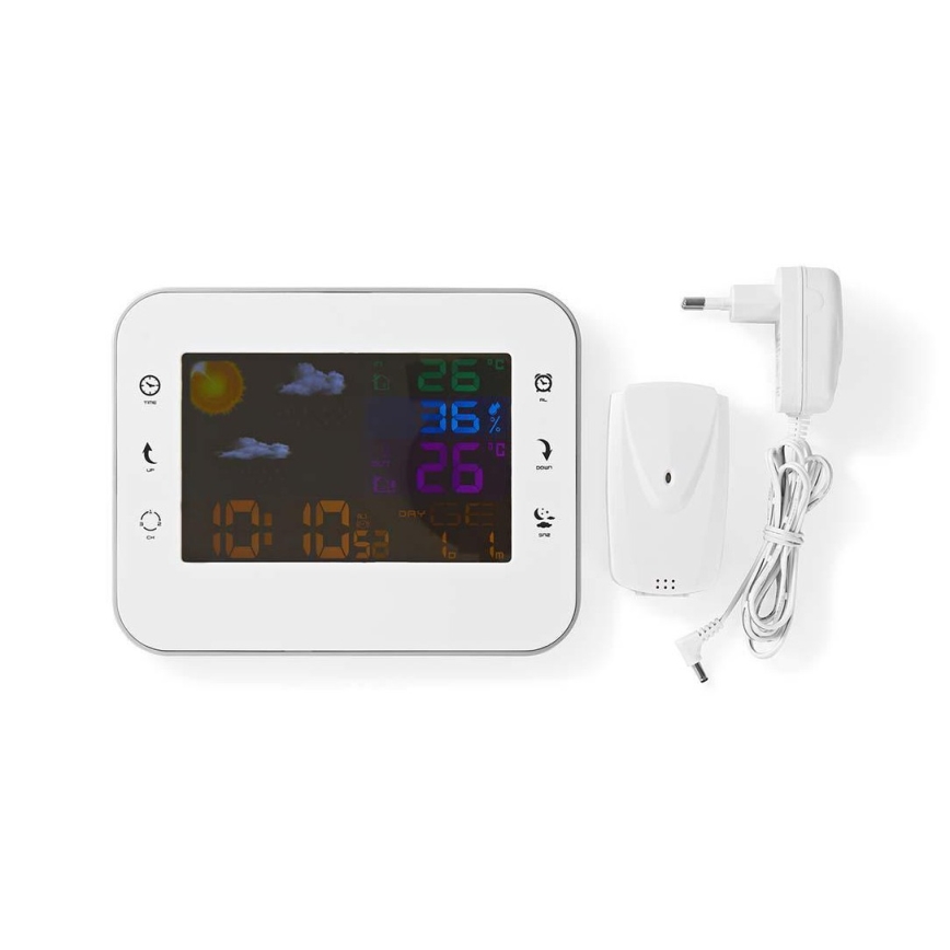Estacion meteorologica con pantalla LCD a color 230V/3xAAA + 2xAA blanco