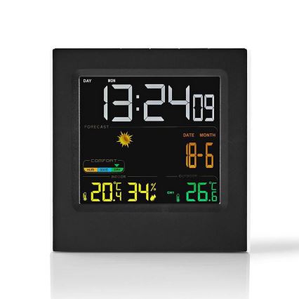 Estacion meteorologica con pantalla LCD a color 230V/3xAAA + 2xAA negro