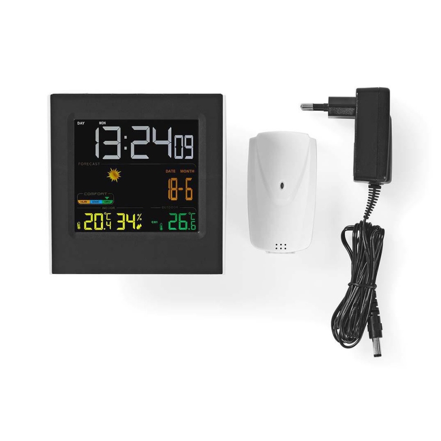Estacion meteorologica con pantalla LCD a color 230V/3xAAA + 2xAA negro