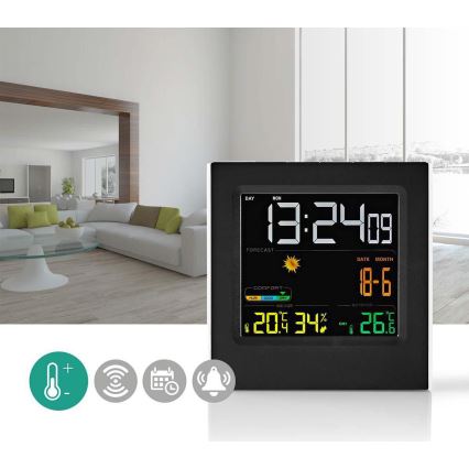 Estacion meteorologica con pantalla LCD a color 230V/3xAAA + 2xAA negro