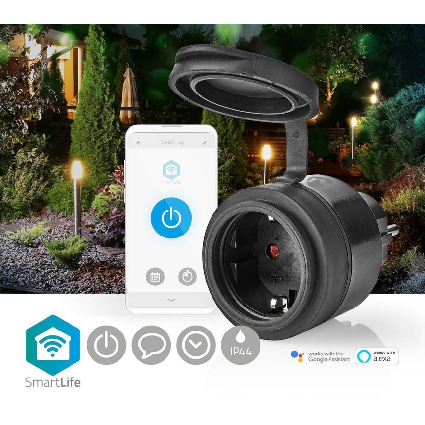 Enchufe inteligente 3680W/230V/Schuko Tipo F/16A Wi-Fi IP44 negro