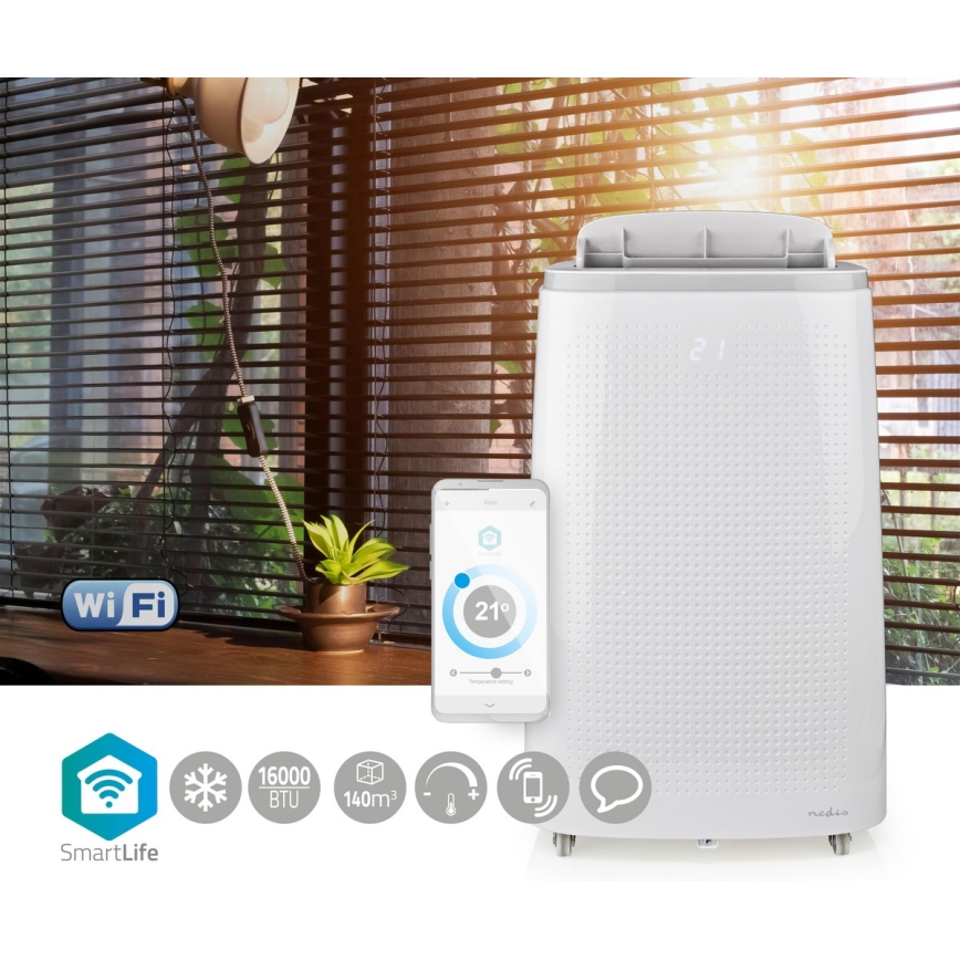 Aire acondicionado móvil inteligente 3en1 con accesorios completos 1800W/230V 16000 BTU Wi-Fi + control remoto