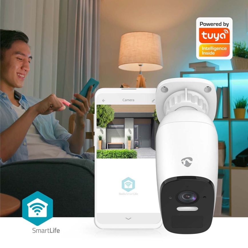 Cámara recargable inteligente para exteriores con sensor SmartLife 4MP Quad HD 1440p 5V/5200mAh Wi-Fi Tuya IP66
