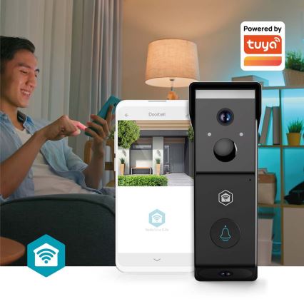 Timbre de vídeo con sensor de movimiento SmartLife, batería de 4400 mAh, 2x Full HD 1080p, IP54, Wi-Fi Tuya