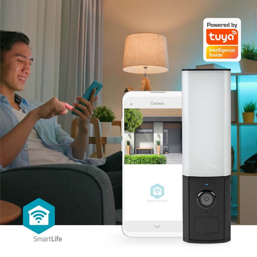 Cámara inteligente para exteriores Smartlife Full HD 1080p con iluminación LED Wi-Fi Tuya IP65