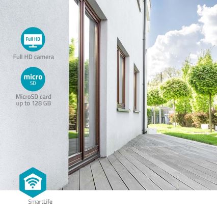 Cámara inteligente para exteriores Smartlife Full HD 1080p con iluminación LED Wi-Fi Tuya IP65
