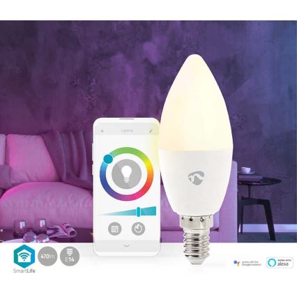 Bombilla LED RGB regulable E14/4,9W/230V Wi-Fi 2700-6500K