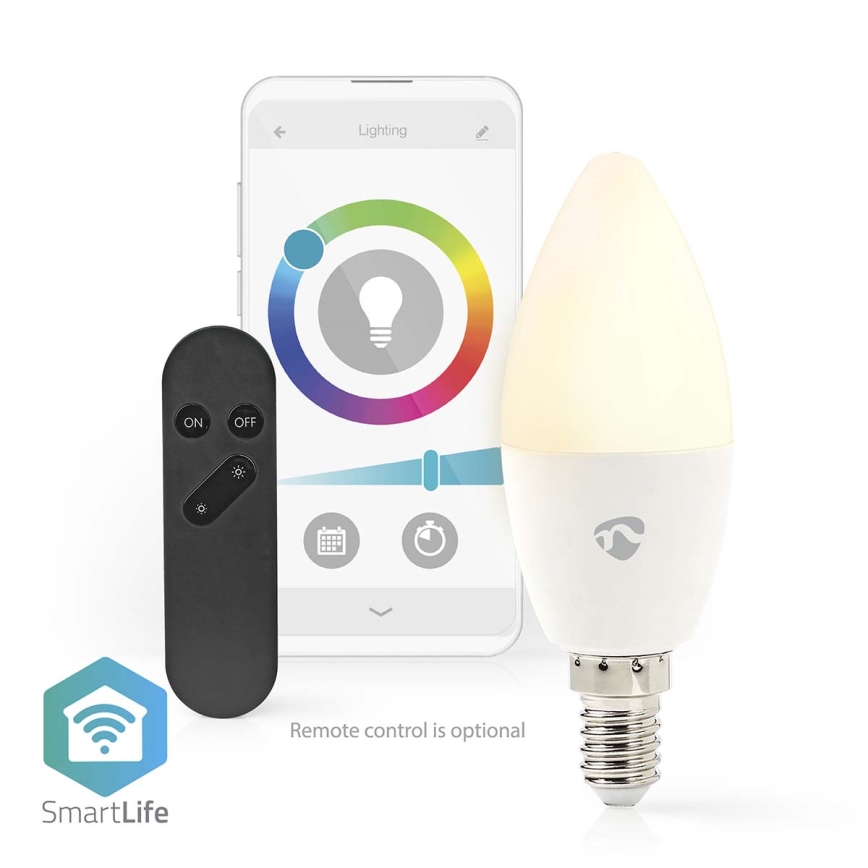 Bombilla LED RGB regulable E14/4,9W/230V Wi-Fi 2700-6500K