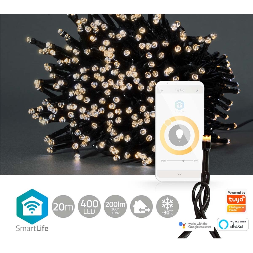 Cadena de Navidad 400xLED/8 funciones 25m IP65 Wi-Fi Tuya cálida