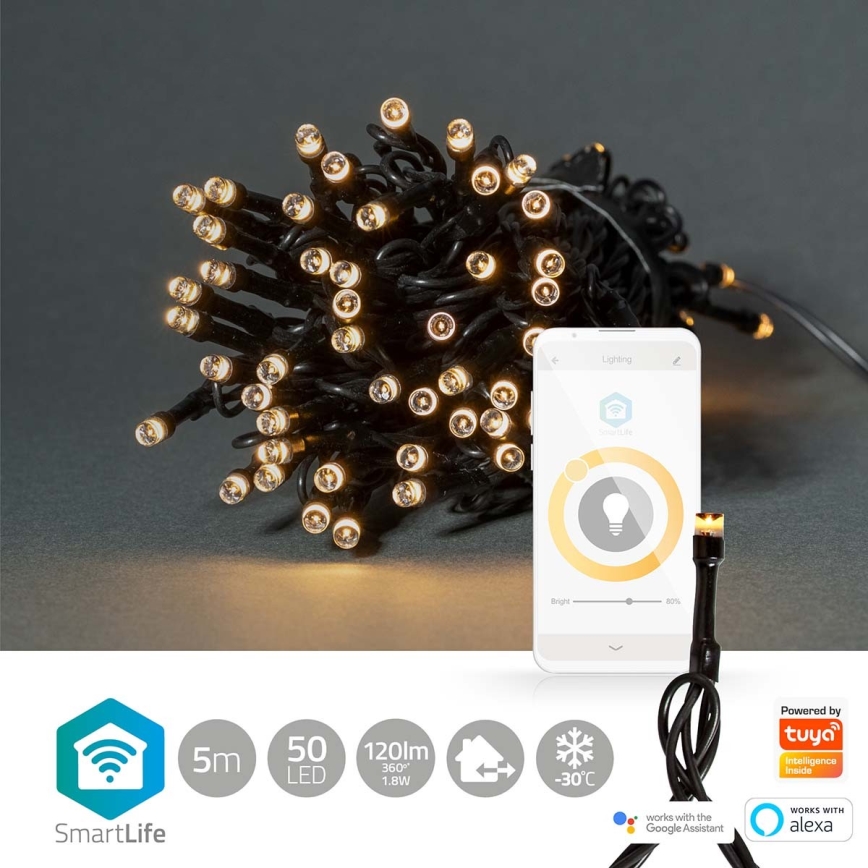 Cadena de Navidad LED 50xLED/8 funciones 10m IP65 Wi-Fi Tuya cálida