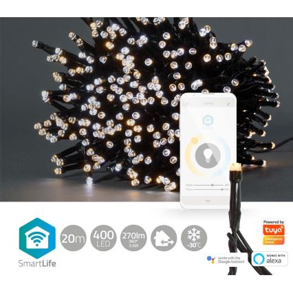 Cadena de Navidad LED para exteriores 400xLED/8 funciones 25m IP65 Wi-Fi Tuya blanco cálido a frío