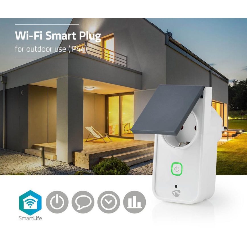 Enchufe inteligente para exterior 3680 W/230 V/Tipo F/16 A Wi-Fi IP44