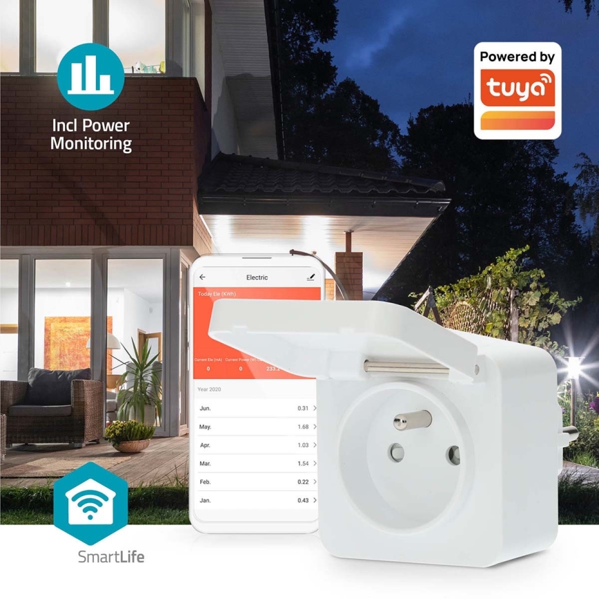 Toma inteligente 3680W/230V/ Type E/16A Wi-Fi Tuya IP44