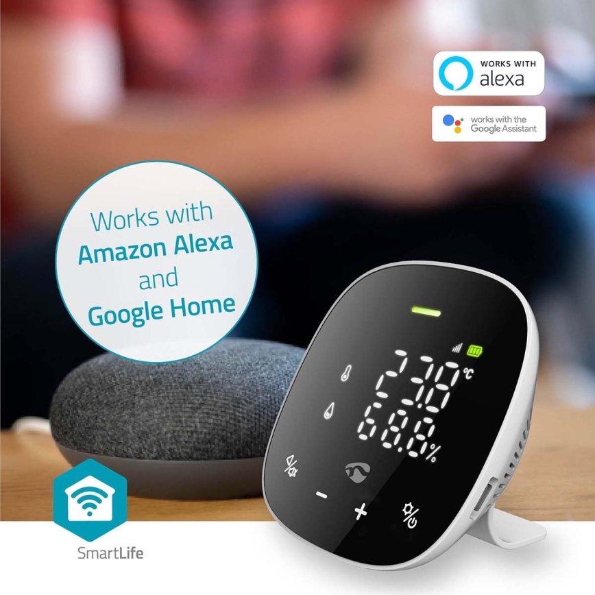 Monitor inteligente de calidad del aire con pantalla LED SmartLife Wi-Fi
