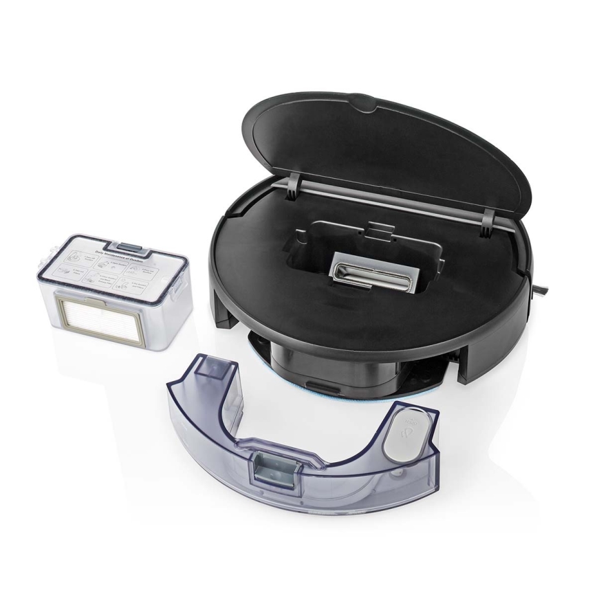 Robot aspirador inteligente con fregona 28W/2500 mAh Wi-Fi negro + control remoto