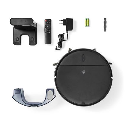 Robot aspirador inteligente con fregona 28W/2500 mAh Wi-Fi negro + control remoto