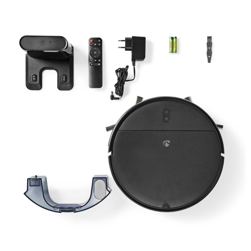 Robot aspirador inteligente con fregona 28W/2500 mAh Wi-Fi negro + control remoto