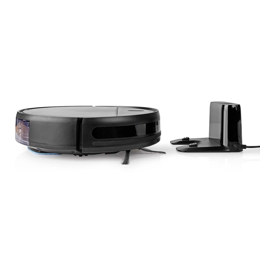 Robot aspirador inteligente con fregona 28W/2500 mAh Wi-Fi negro + control remoto