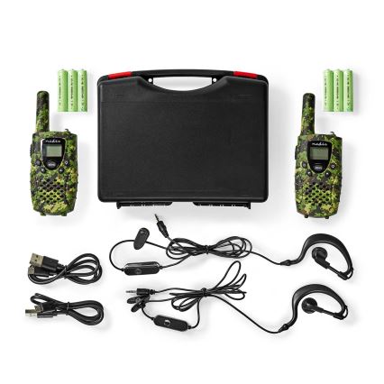 JUEGO 2x Walkie-talkie con luz LED 3xAAA alcance 8 km camuflaje
