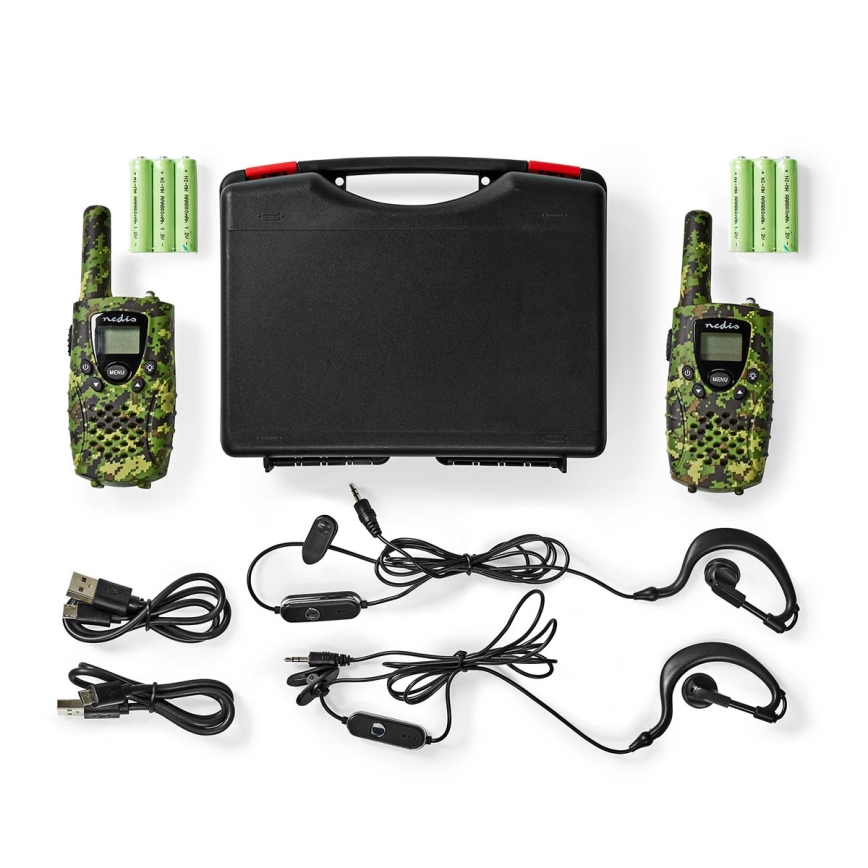 JUEGO 2x Walkie-talkie con luz LED 3xAAA alcance 8 km camuflaje