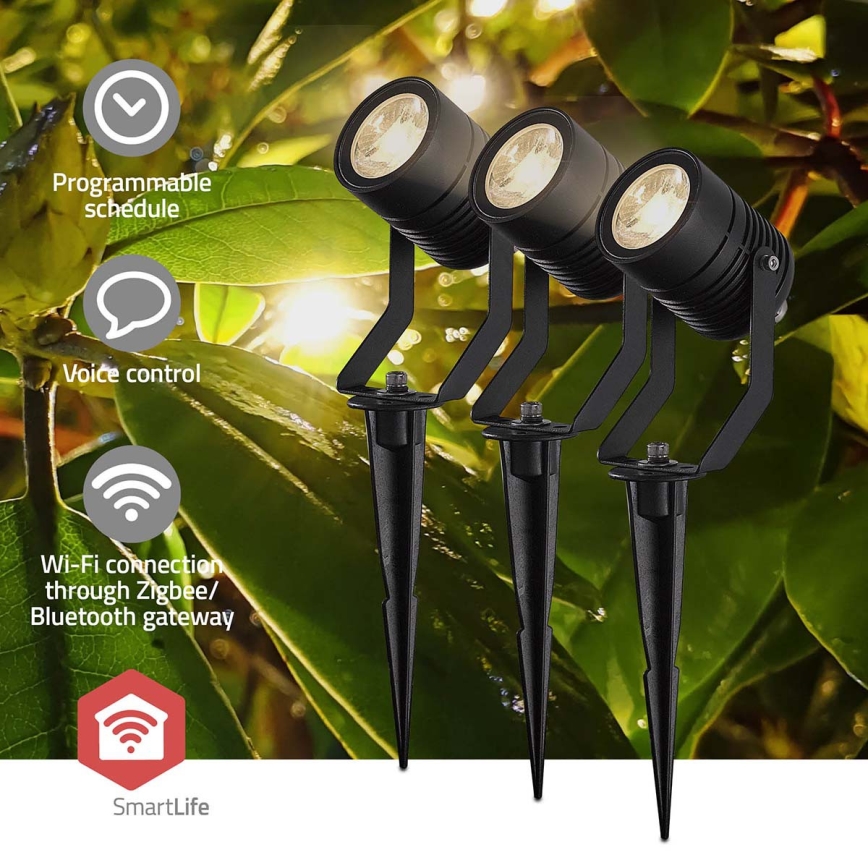 Pack de 3 lámparas LED RGBW regulables para exterior SmartLife LED/3W/230V IP65 Wi-Fi Tuya negras