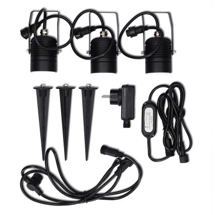 Pack de 3 lámparas LED RGBW regulables para exterior SmartLife LED/3W/230V IP65 Wi-Fi Tuya negras