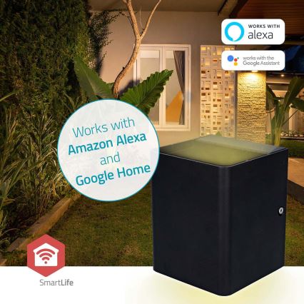 Aplique de pared exterior LED RGBW regulable SmartLife LED/12W/230V IP65 Wi-Fi Tuya negro