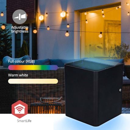 Aplique de pared exterior LED RGBW regulable SmartLife LED/12W/230V IP65 Wi-Fi Tuya negro