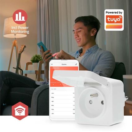 Toma inteligente Smartlife 3680W/230V/ Type E/16A Wi-Fi Tuya IP44