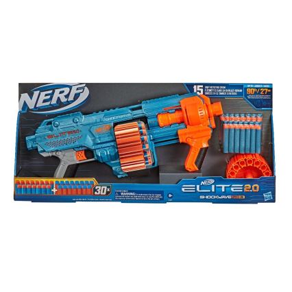 Nerf - Pistola para niños Elite 2.0 Shockwave RD-15 Blaster con accesorios