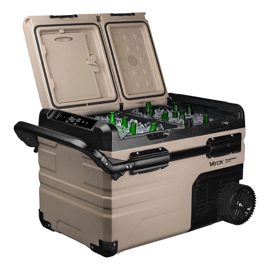 Nevera de viaje con pantalla LCD 39 l 230V/12V/24V marrón