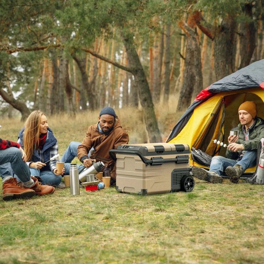 Nevera de viaje con pantalla LCD 39 l 230V/12V/24V marrón