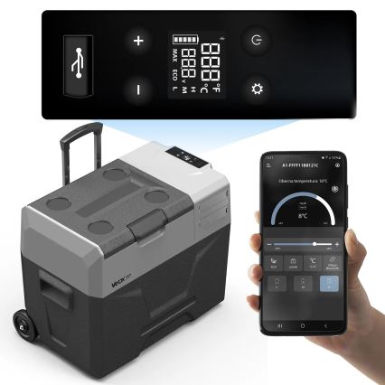 Nevera de viaje con pantalla LCD 40 l 230V/12V/24V negro