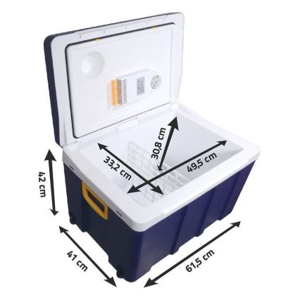 Nevera portátil con ruedas 60W/230/12V 50 l azul/amarillo