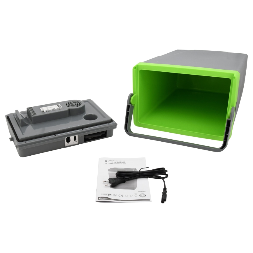 Nevera portátil para coche 22 l 55W/12V/230V gris/verde