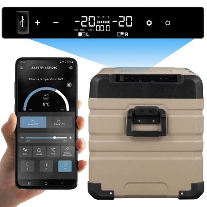 Nevera portátil para coche con pantalla LCD 39 l 230V/12V/24V marrón