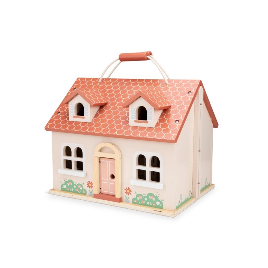 New Classic Toys - Casa de muñecas de madera roja