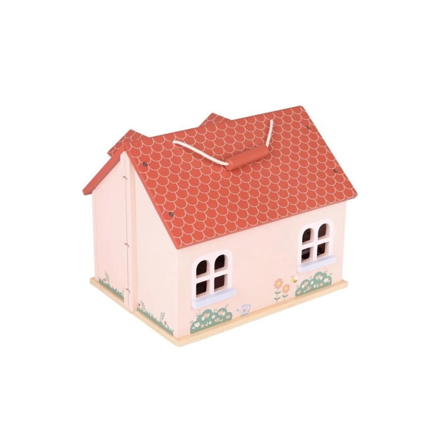 New Classic Toys - Casa de muñecas de madera roja