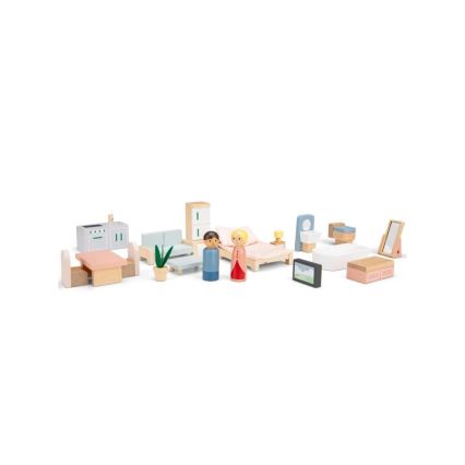 New Classic Toys - Casa de muñecas de madera roja