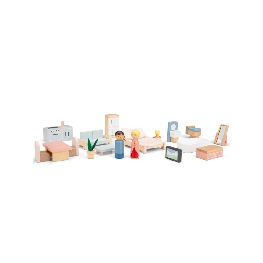 New Classic Toys - Casa de muñecas de madera roja