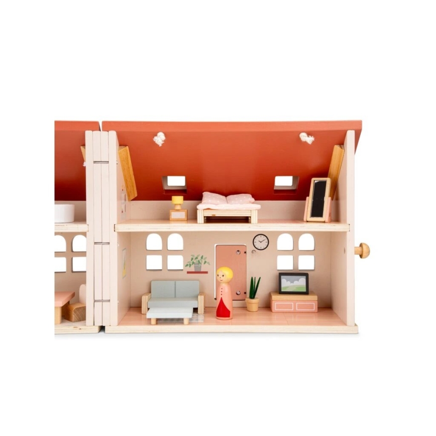 New Classic Toys - Casa de muñecas de madera roja