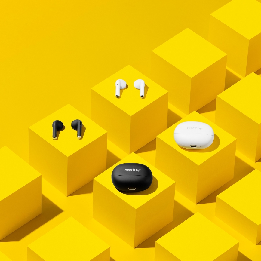 Niceboy Beans 4 - Auriculares inalámbricos 300 mAh + 2x 35 mAh IPX4 negro